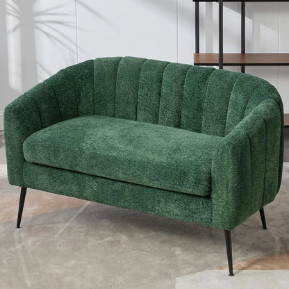 Modern Chenille Small Loveseat Metal Legs