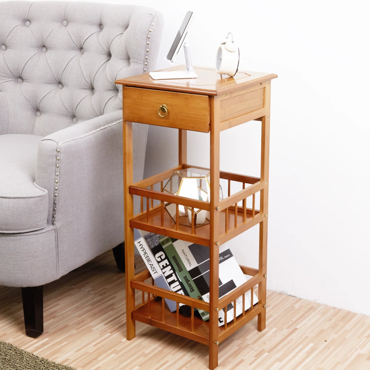 Bamboo Bedside Table  with Drawer