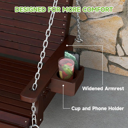 Wooden 2-Seater Hanging  Front Porch Swing
