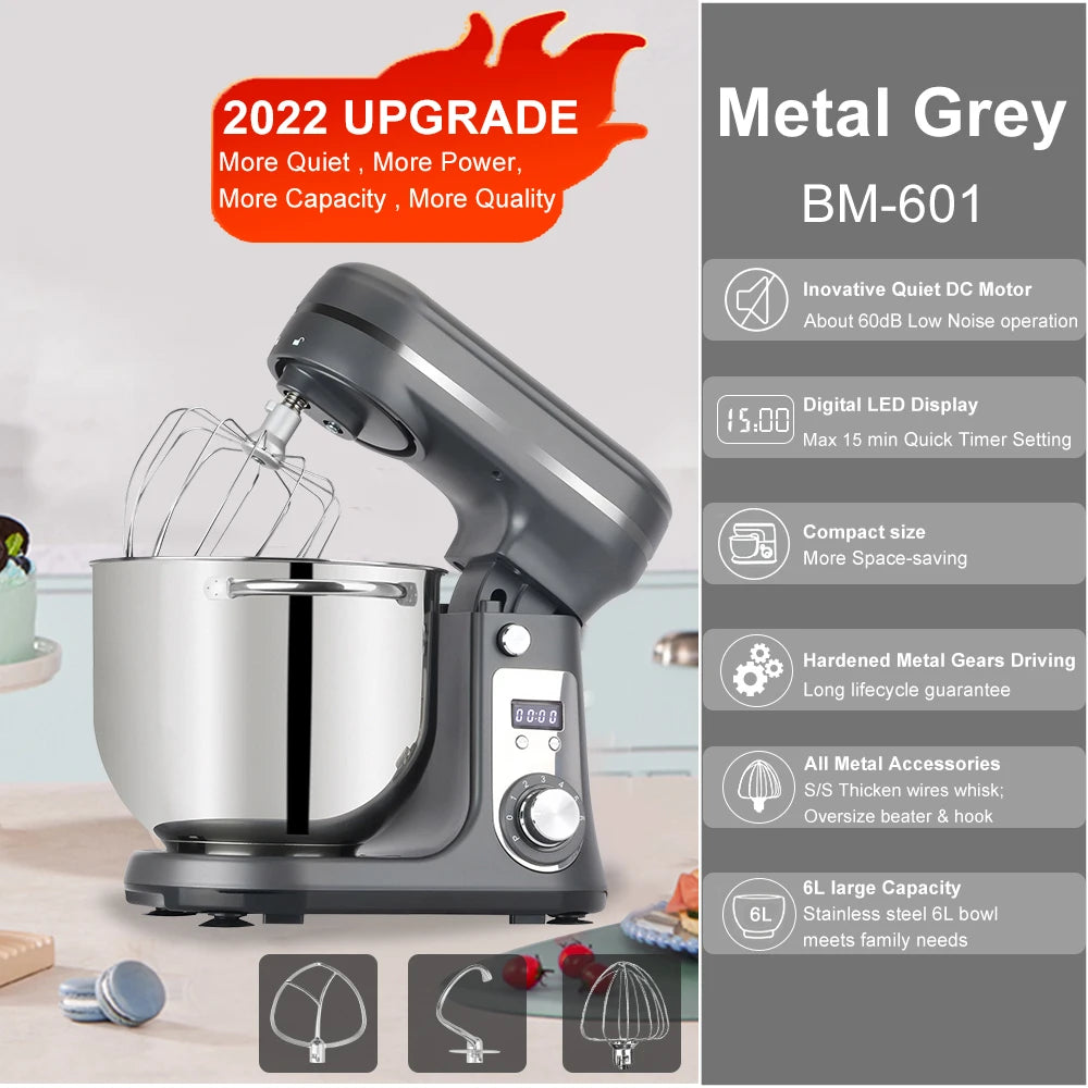6-Speed Kitchen Stand Mixer with Dough Kneader