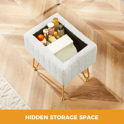 Faux Fur Hidden Storage Stool or Ottoman
