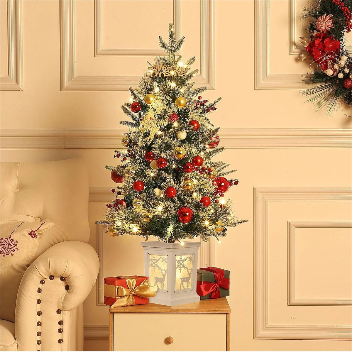 3FT Flocked Christmas Tree with LED Lights