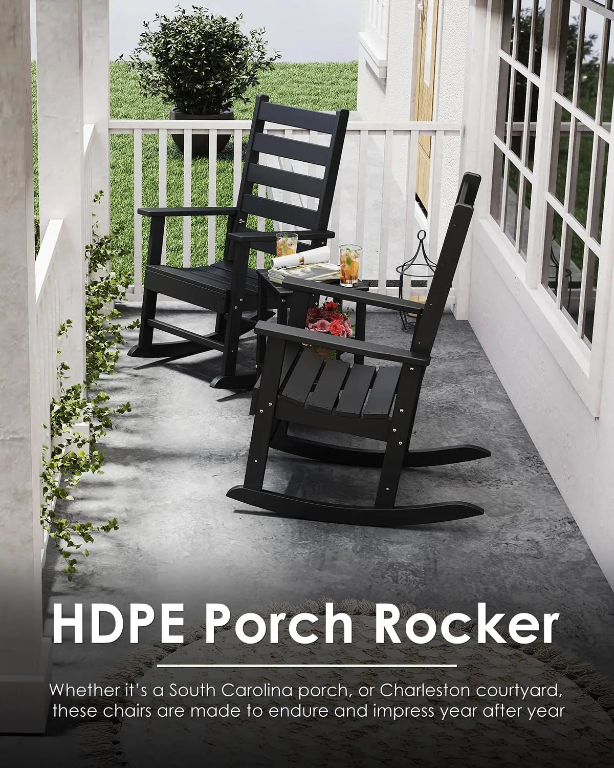 Set-of-2 HDPE Outdoor-Rocking-Chairs