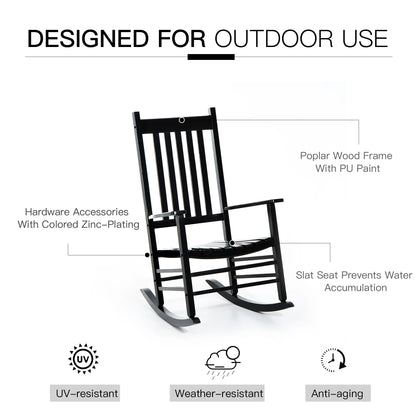 Rustic High Back All Weather Slatted Rocker