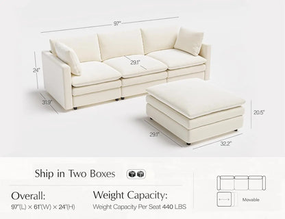 L Shaped Sectional Couch with Ottoman