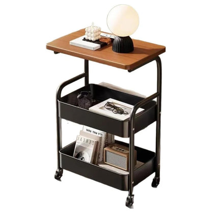 3-Tier Rolling Cart w/Wooden Tabletop