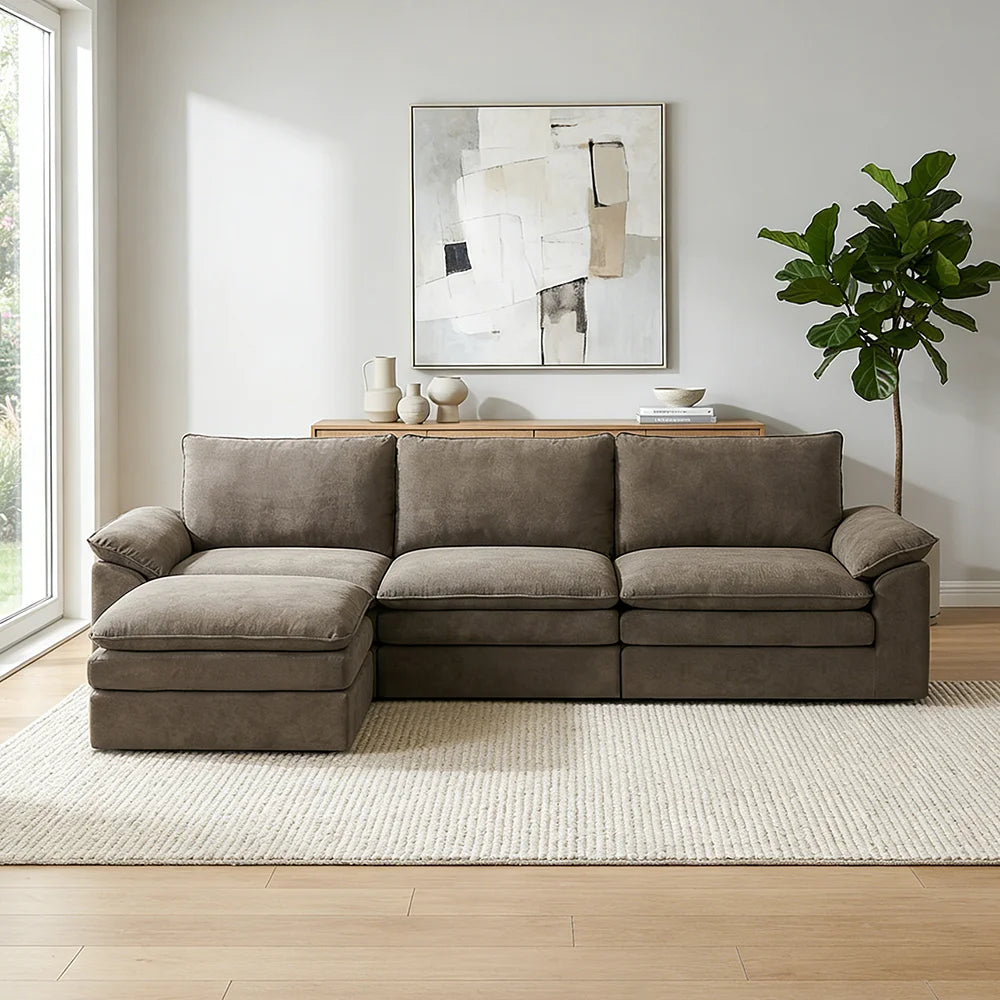 Boneless L-Shape Modular Corduroy Sectional Couch