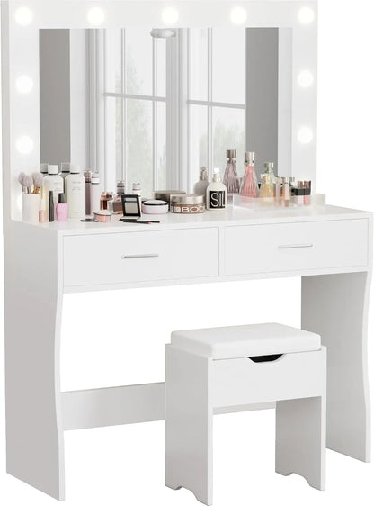 Vanity Desk Set With Large Lighted Mirror