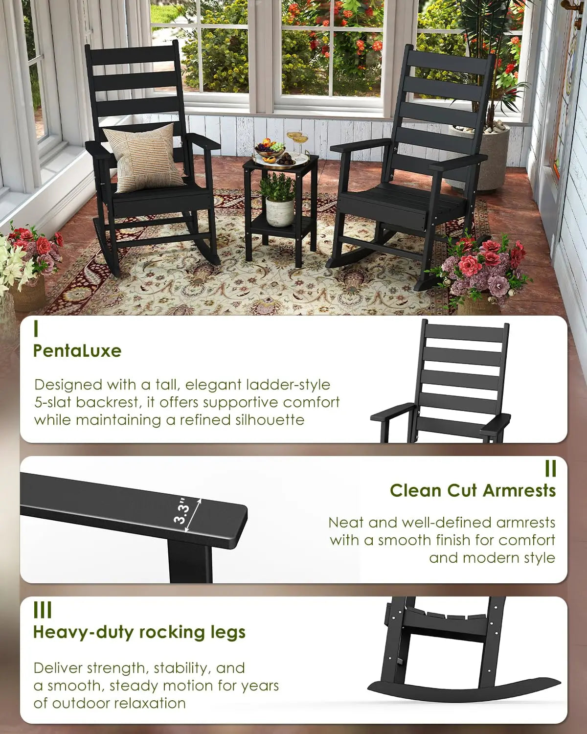 Set-of-2 HDPE Outdoor-Rocking-Chairs