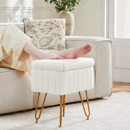 Faux Fur Hidden Storage Stool or Ottoman