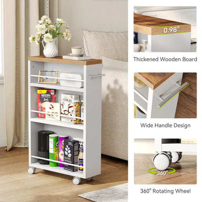 4-Tier Slim Storage Cart with Handle