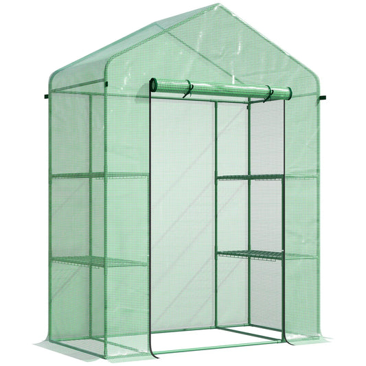 Portable Walk-In Greenhouse W/4-Tier Shelves