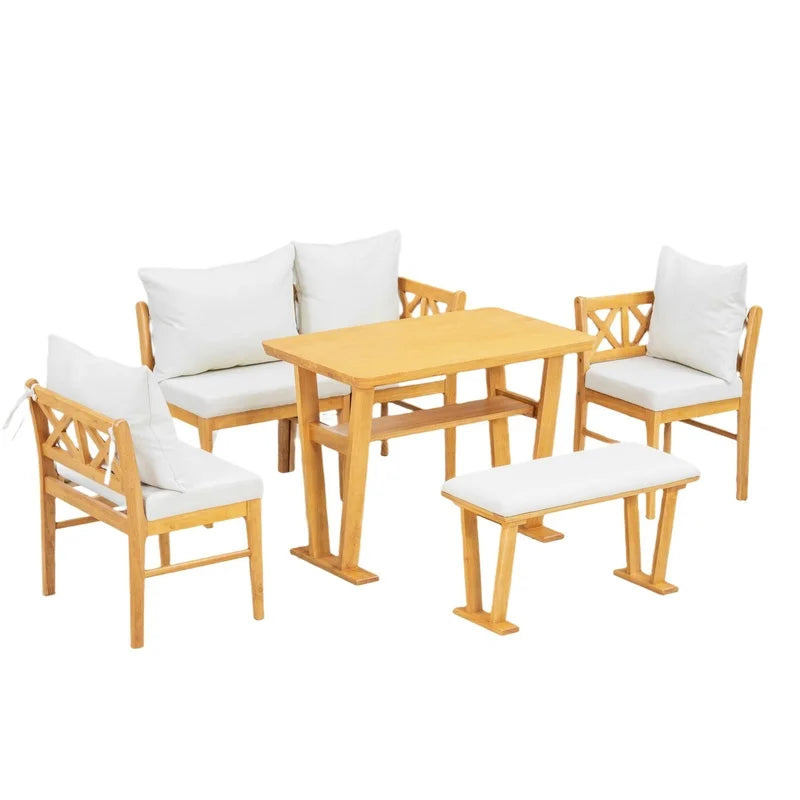Compact Solid Wood Kitchen Nook Dining Set