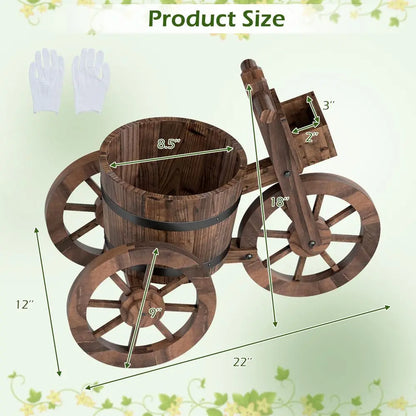 Rustic Wooden Bike Planter with Wheels