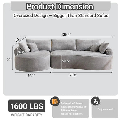 Oversized L-Shaped Boneless Deep Seat Sectional