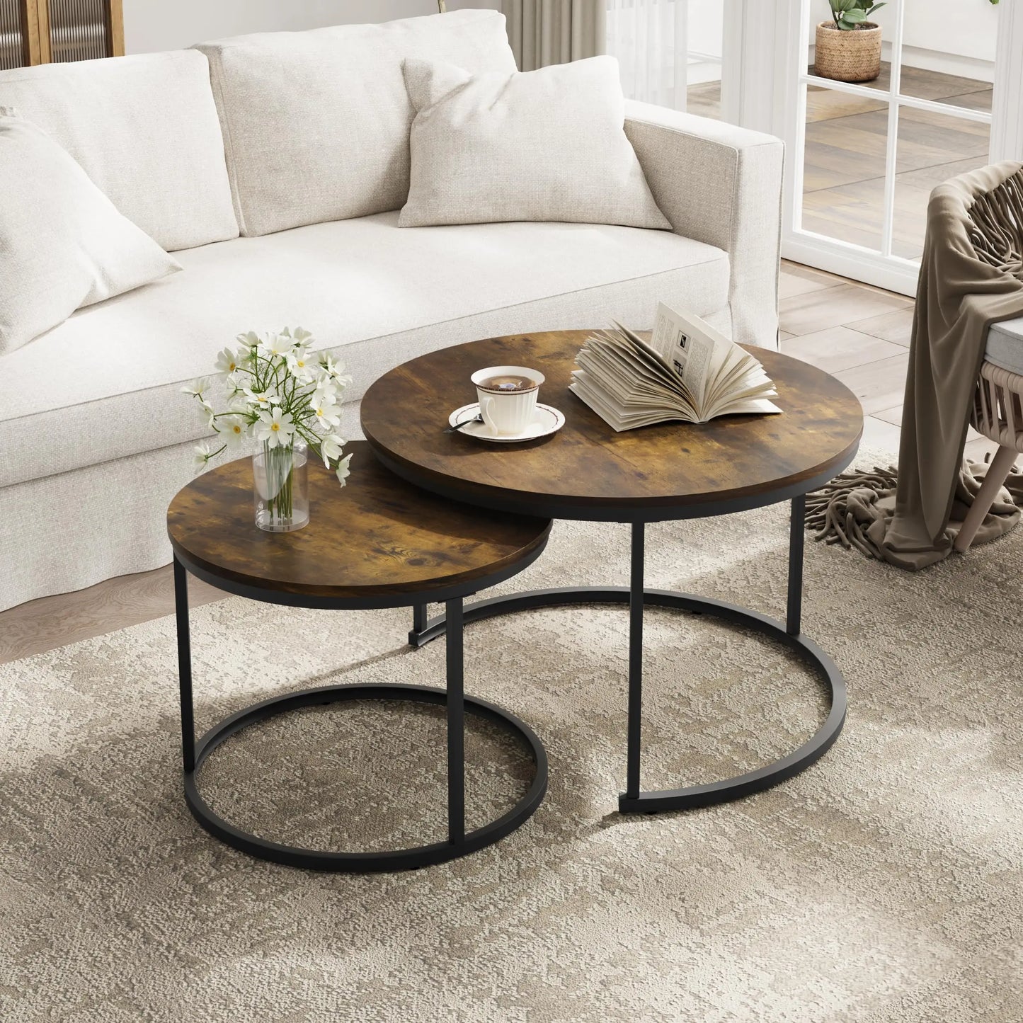 Set Of Two Round Nesting Coffee Tables