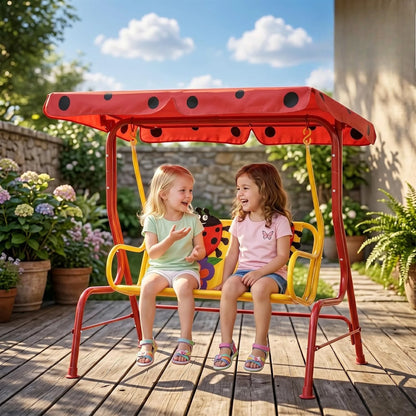 Kids  2-Seater Outdoor Patio Swing with adjustable canopy