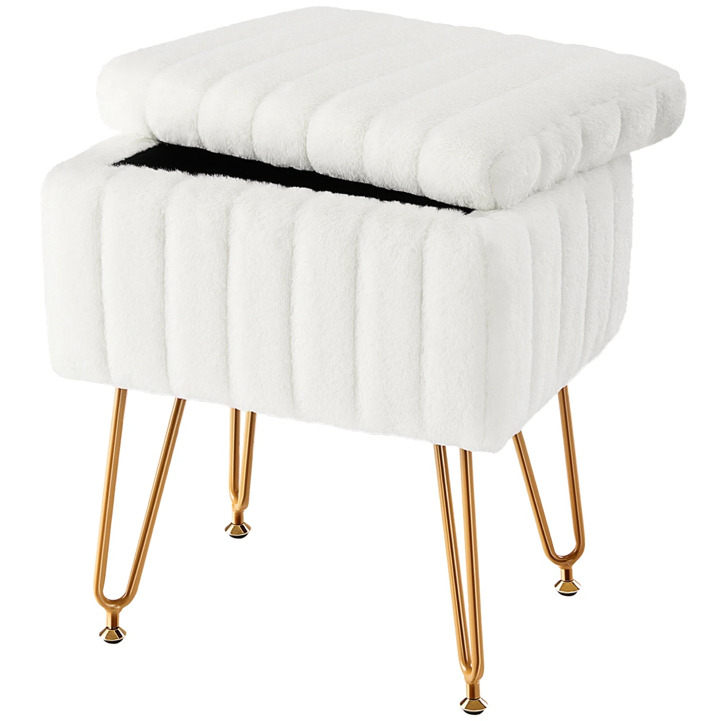 Faux Fur Hidden Storage Stool or Ottoman