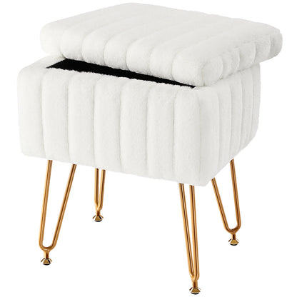 Faux Fur Hidden Storage Stool or Ottoman