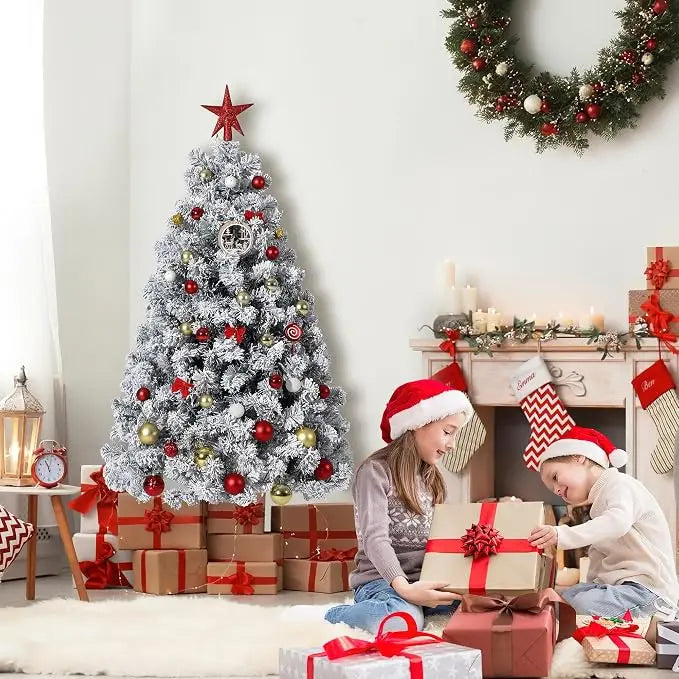 4.5FT-9 FT Artificial Christmas Tree with Snow
