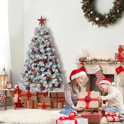 4.5FT-9 FT Artificial Christmas Tree with Snow