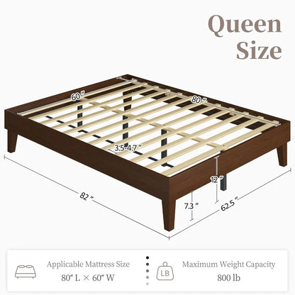 Natural Solid Wood Platform Bed