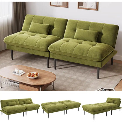 Velvet Sleeper Sofa with Adjustable Backrest