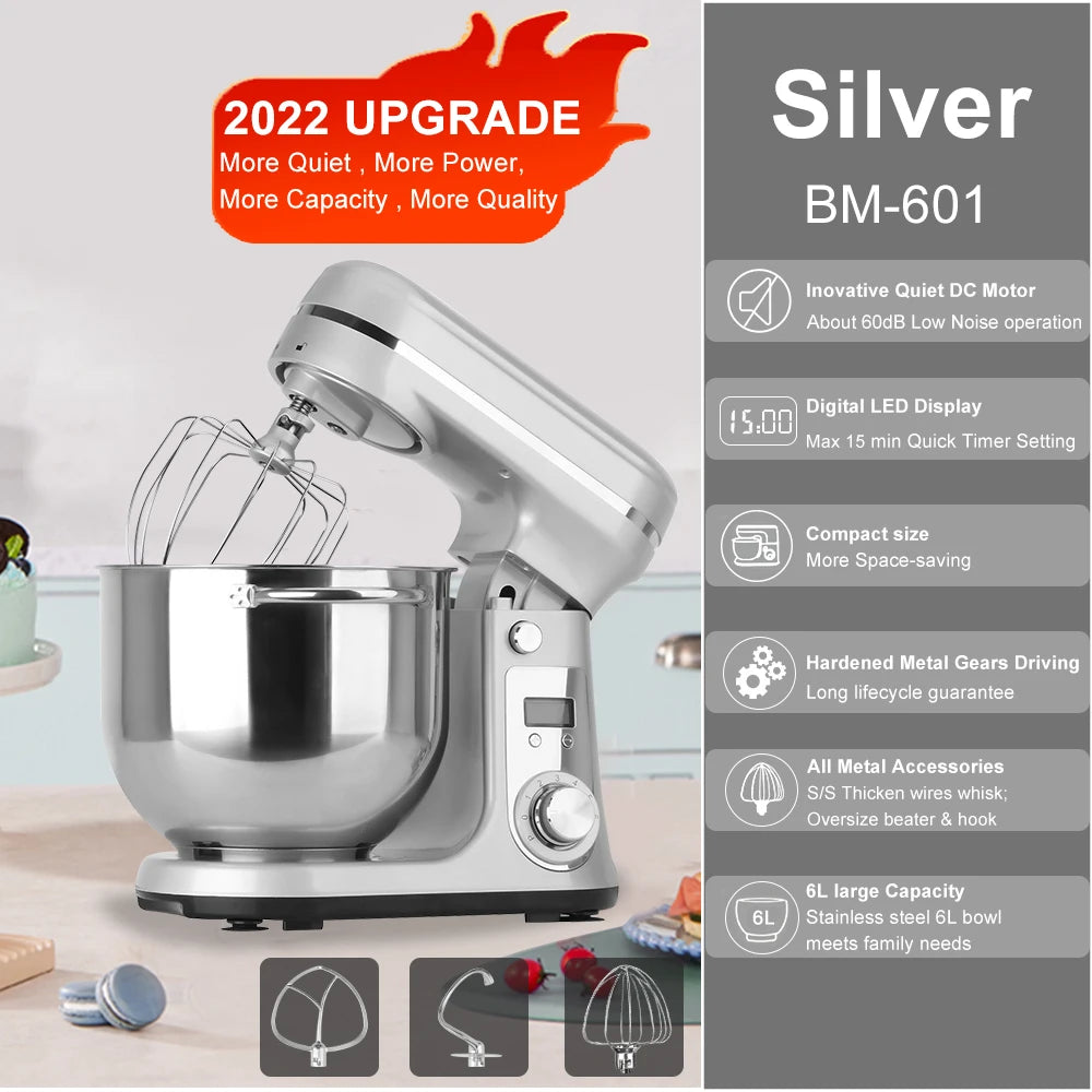 6-Speed Kitchen Stand Mixer with Dough Kneader