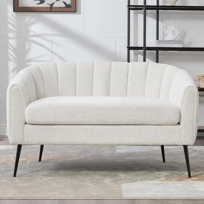 Modern Chenille Small Loveseat Metal Legs