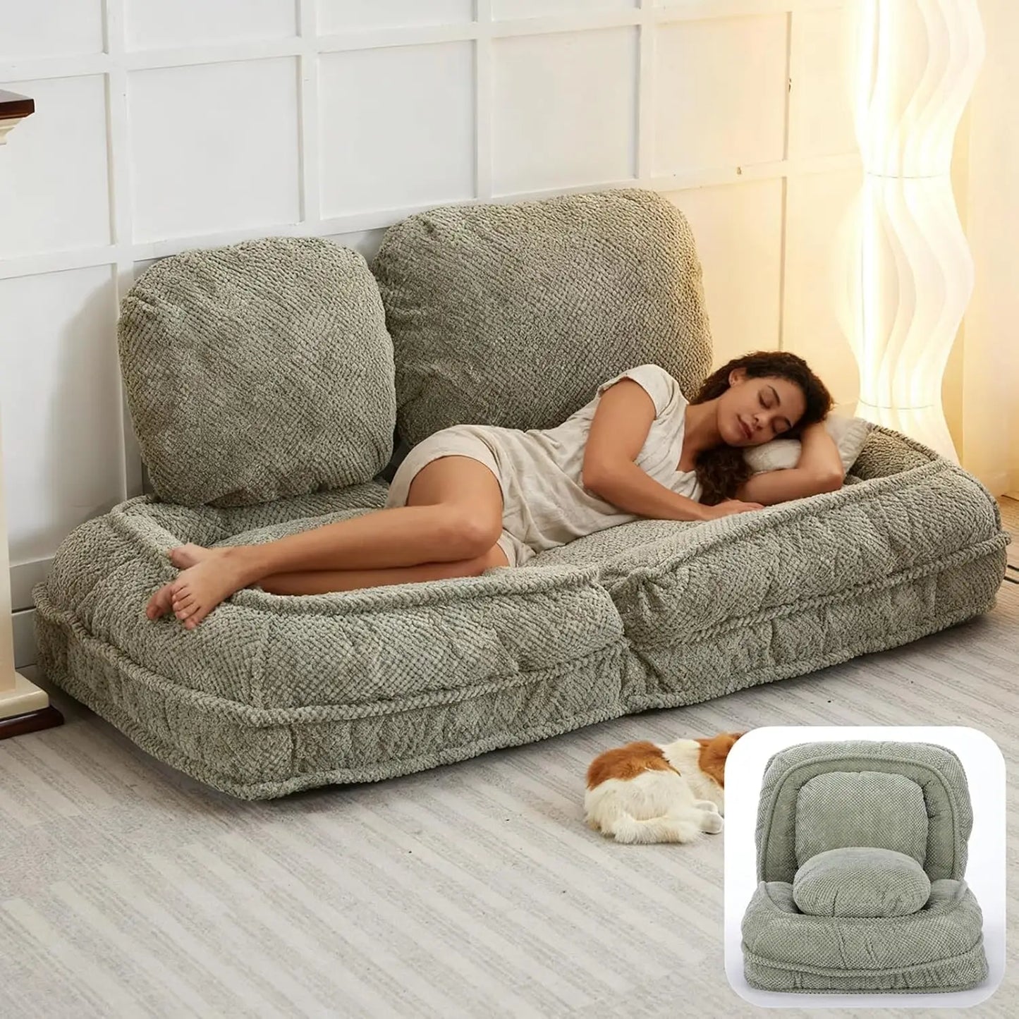 Foldable 5 Positions Adjustable Backrest Sofa Bed