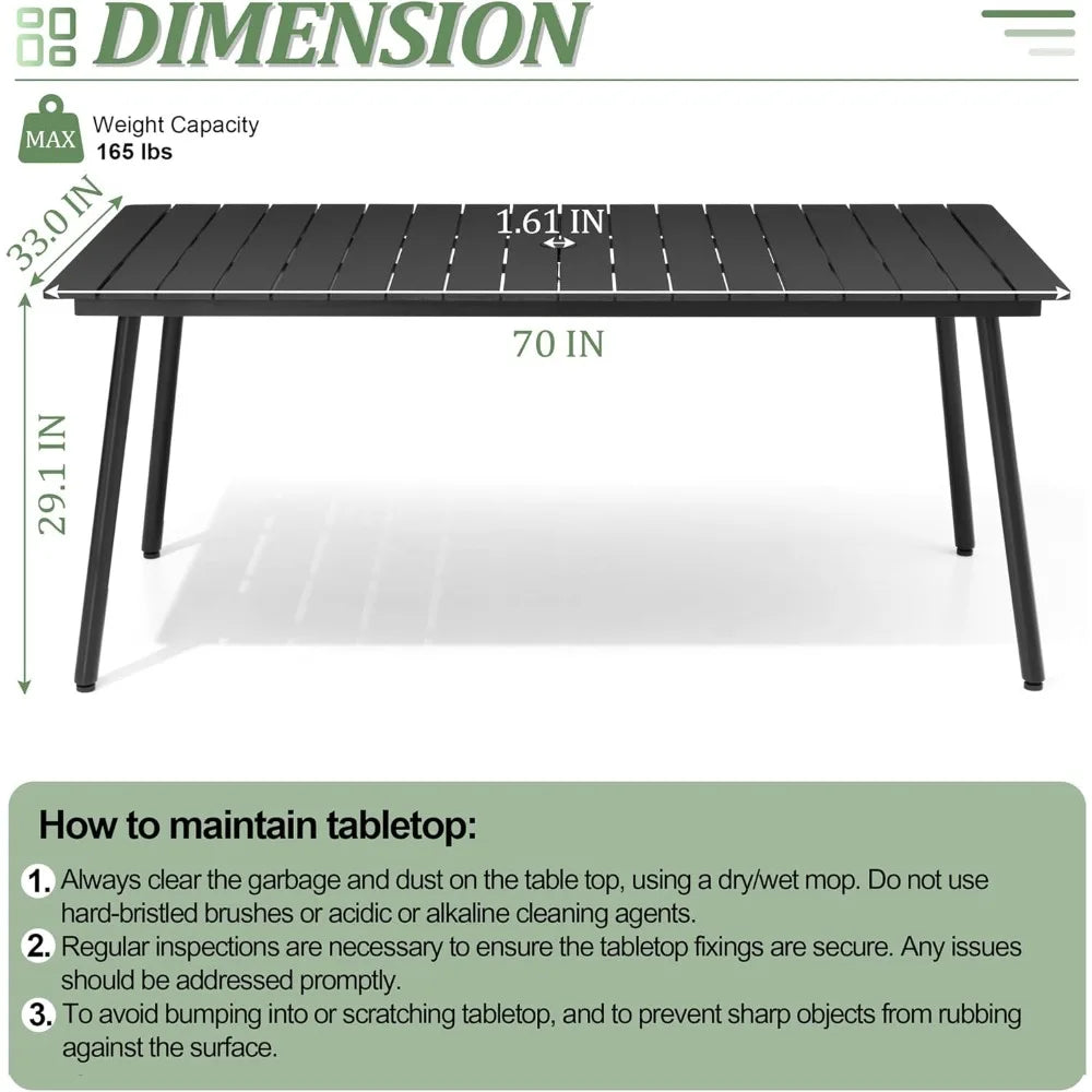 70inch Outdoor Dining Table for 6