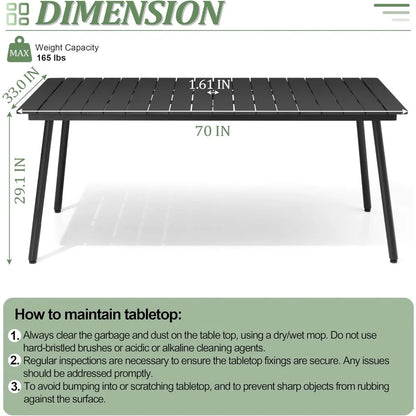 70inch Outdoor Dining Table for 6