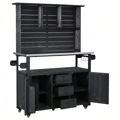 Outdoor Potting Bench With Stainless Steel Top