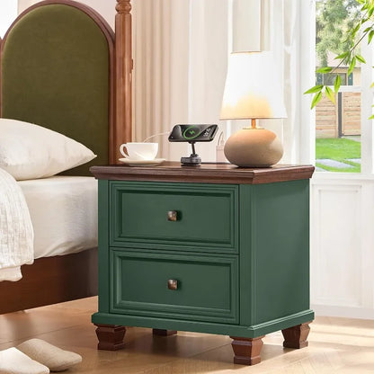 Rustic Vintage  End Table with Wood Legs