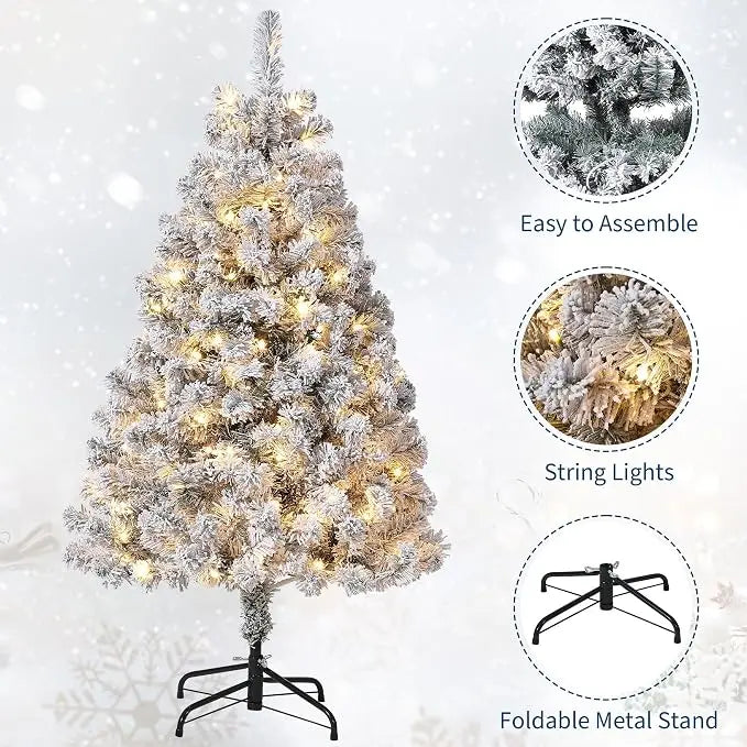 4.5FT-9 FT Artificial Christmas Tree with Snow