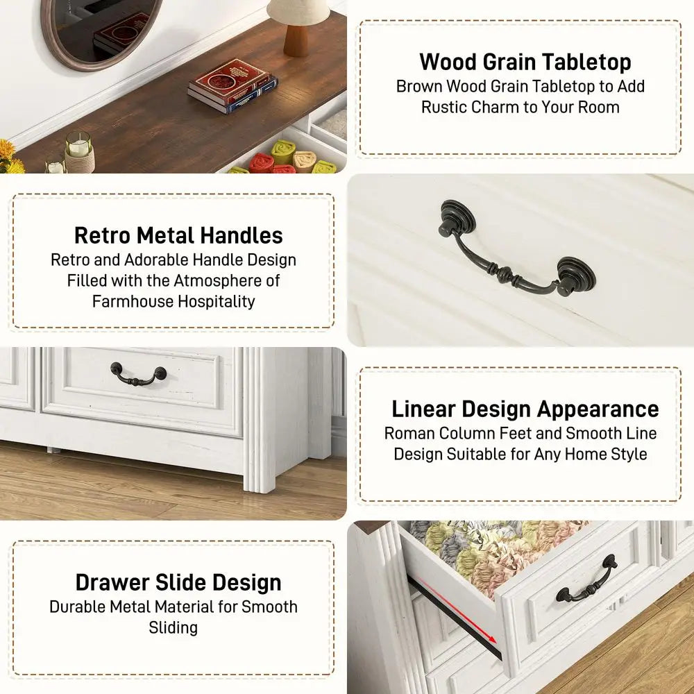 Farmhouse 12 Drawer Dresser for Bedroom