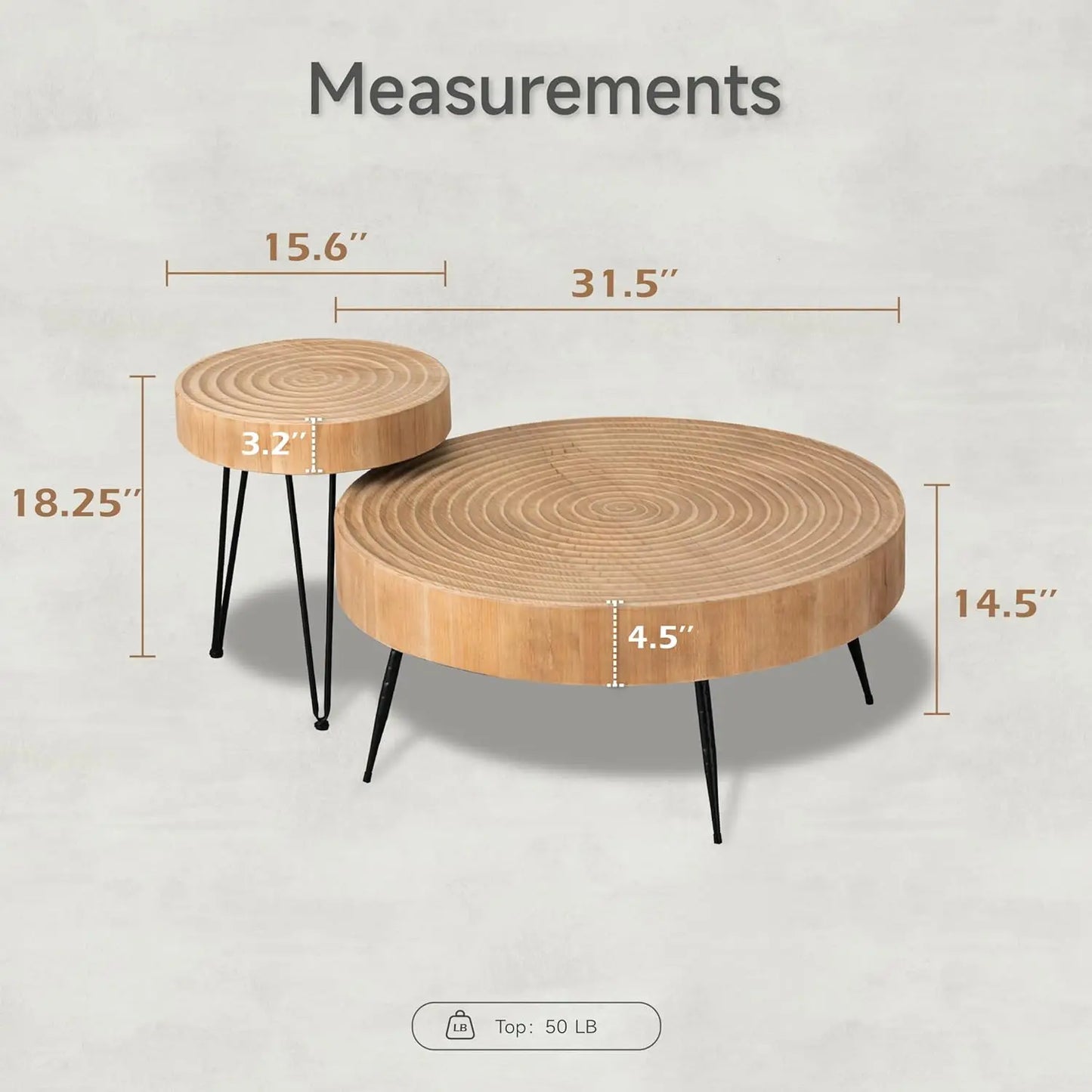 2-Piece Round Nesting Coffee Table Set