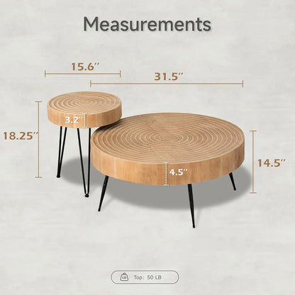 2-Piece Round Nesting Coffee Table Set