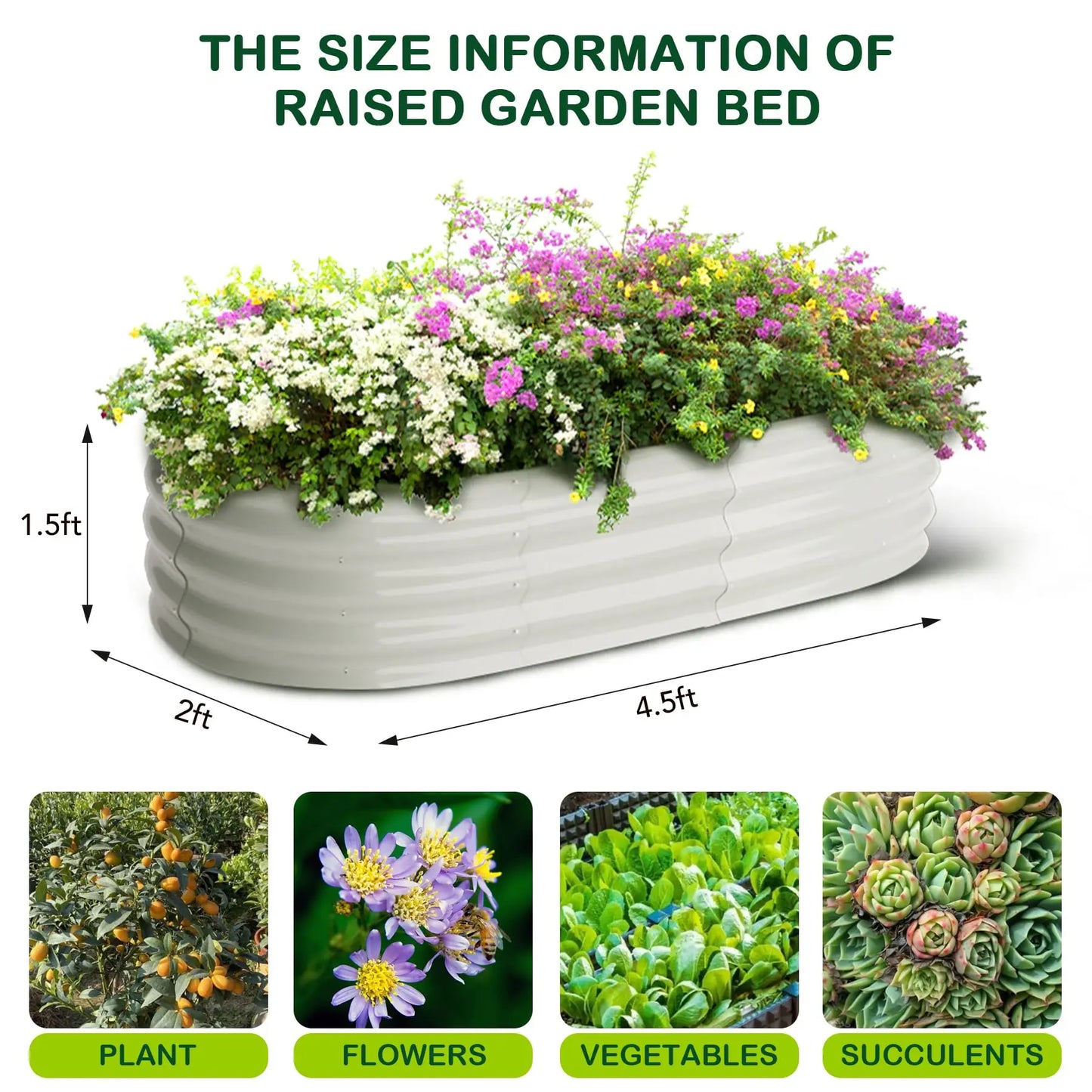 2-Pack Oval Galvanized Raised Garden Bed