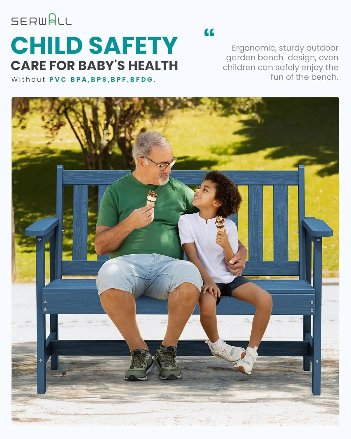 2-Person Outdoor Weatherproof HDPE Garden Bench