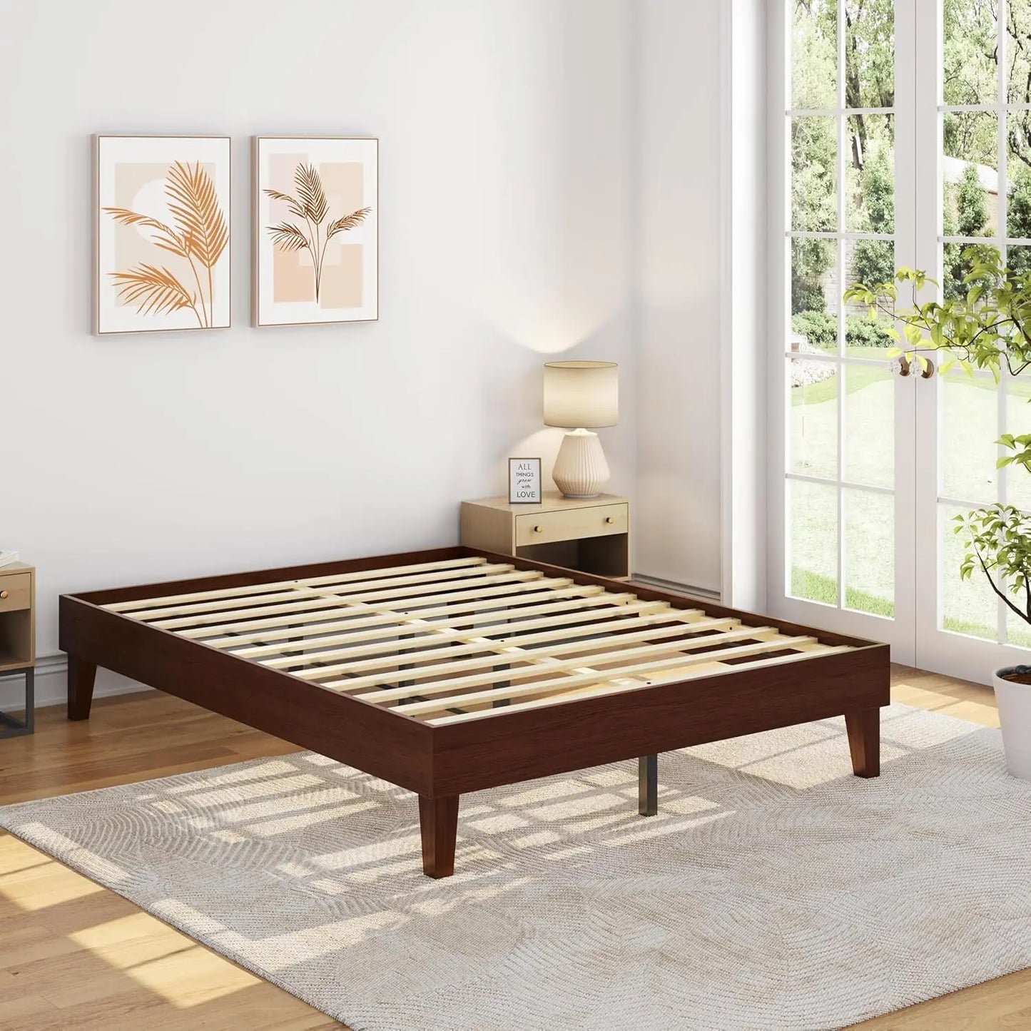 Natural Solid Wood Platform Bed