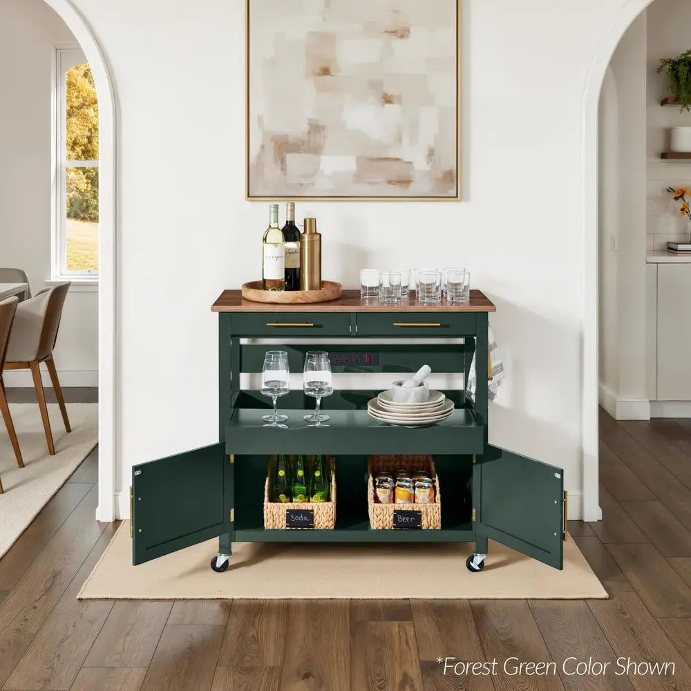 36in Large Rolling Kitchen Island Cart