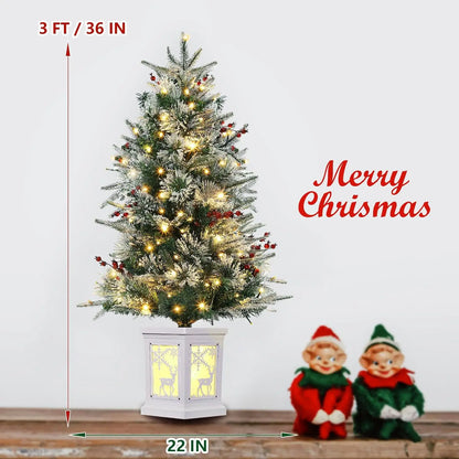 3FT Flocked Christmas Tree with LED Lights