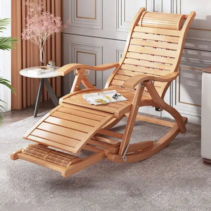 Bamboo Folding Rocking Chair Sun Lounger