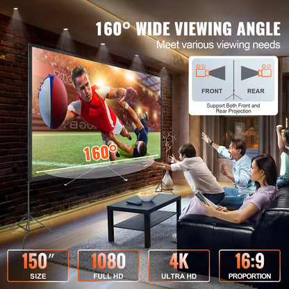 Projector Movie Screen w/ Stand 150in
