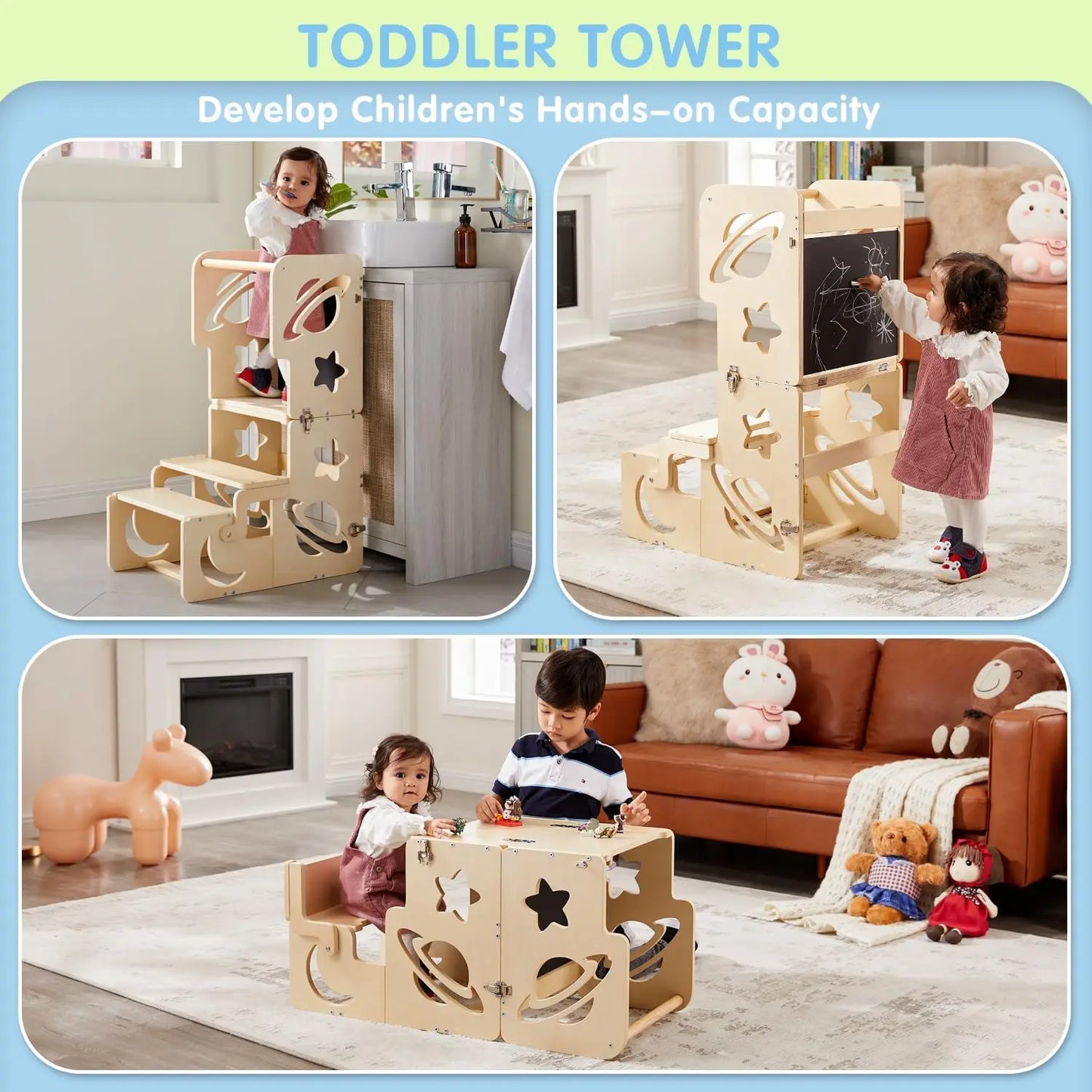 Foldable Toddler Tower with Step Stool