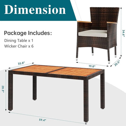 7 Piece Wicker Patio Dining Set