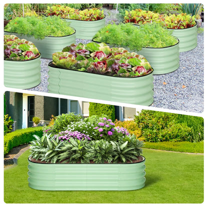 2-Pack Oval Galvanized Raised Garden Bed