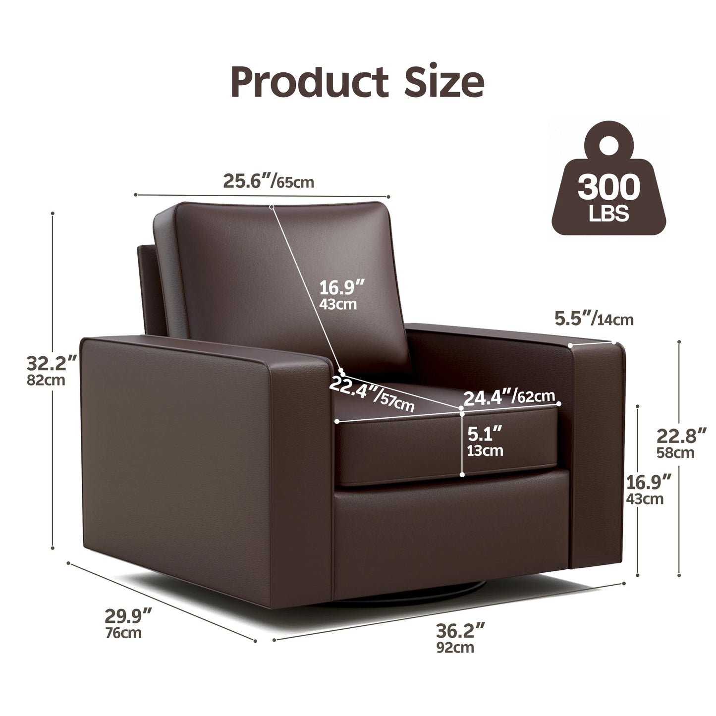 360° Swivel Accent Chair with Deep Seat