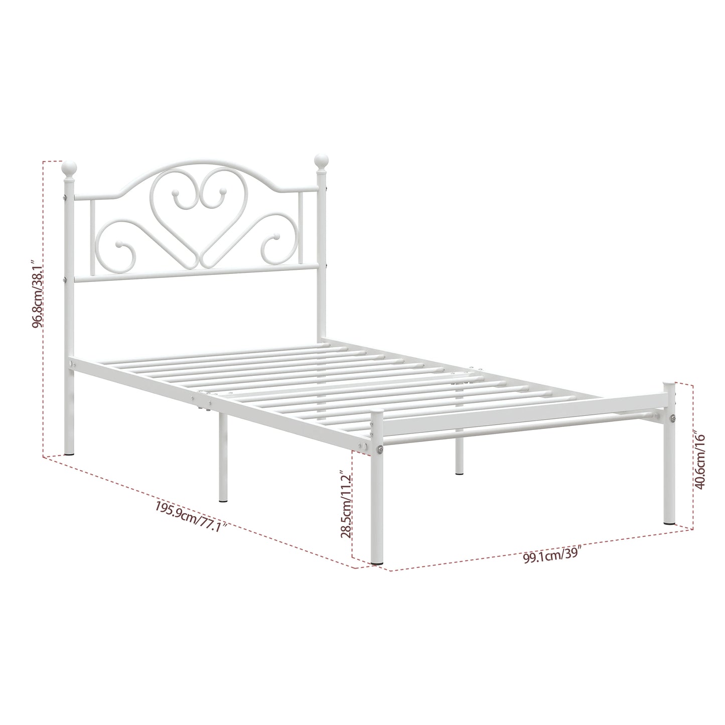Heavy Duty Metal Twin Bed Frame with Headboard